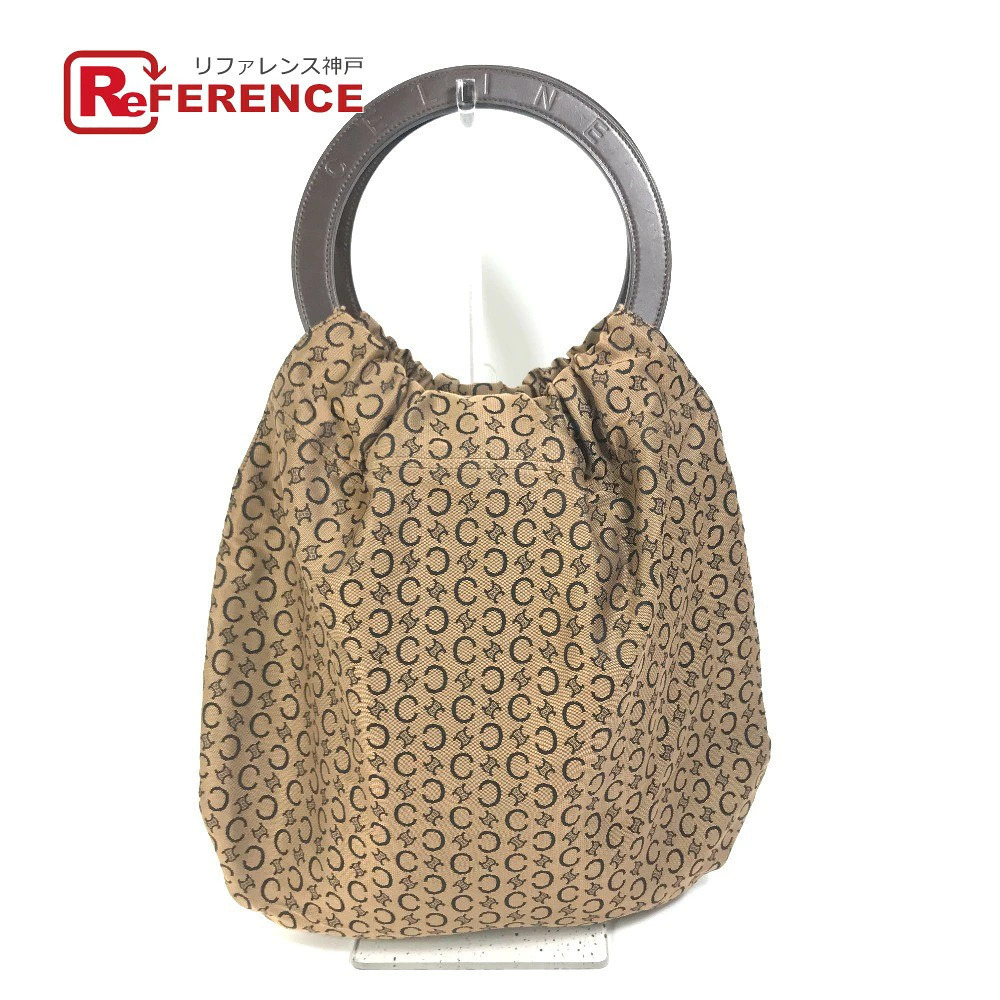 Celine Macadam Bag Tote Handbag Canvas Leather Brown